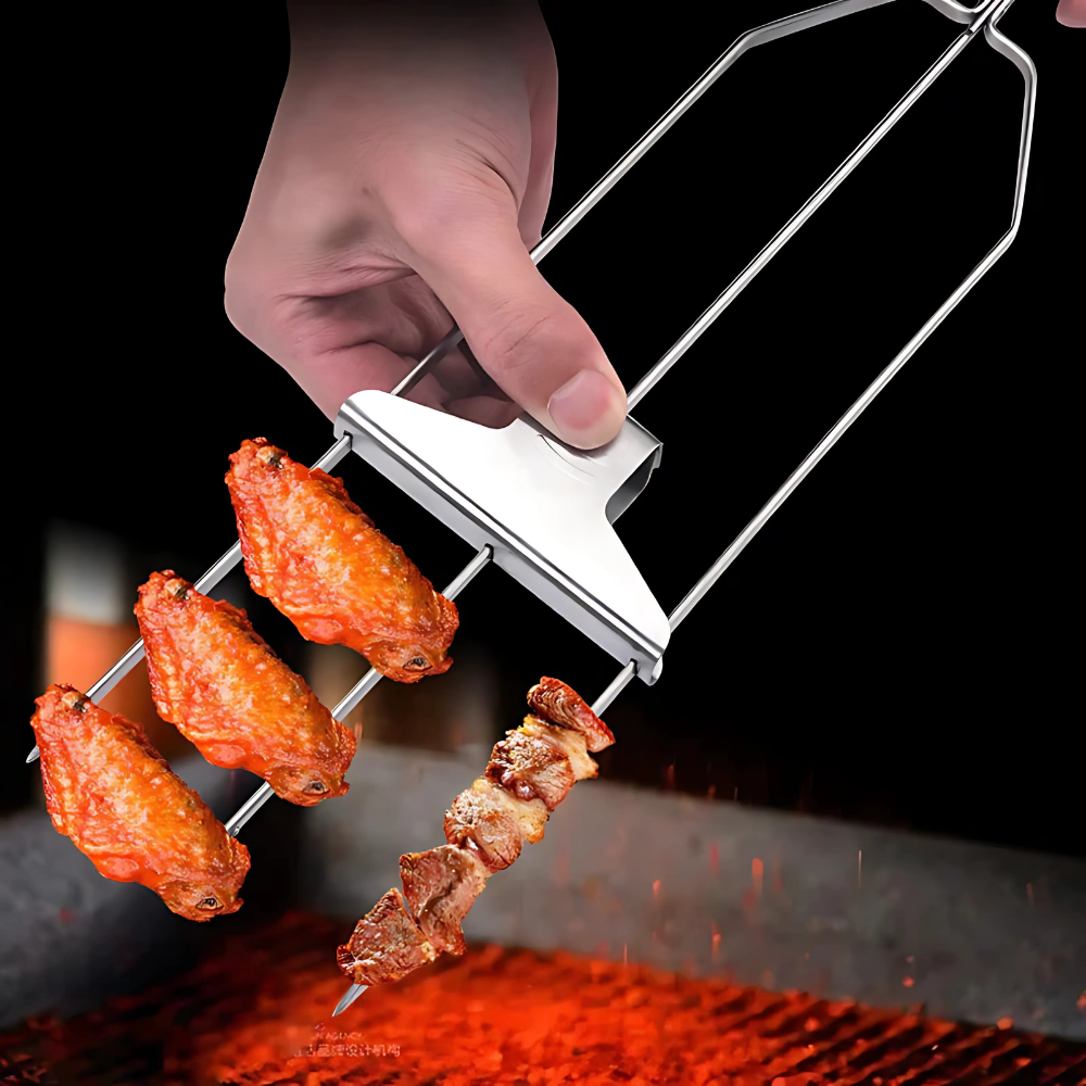 BowLift | Stainless Steel BBQ Skewers Triple Grill Tool
