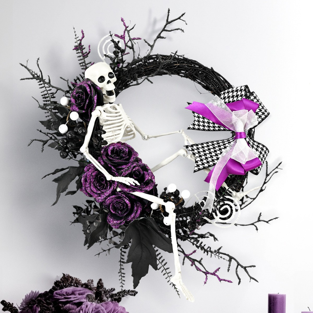 BowLift | Halloween Gothic Floral Spiderweb Wreath | Spooky Door Decor