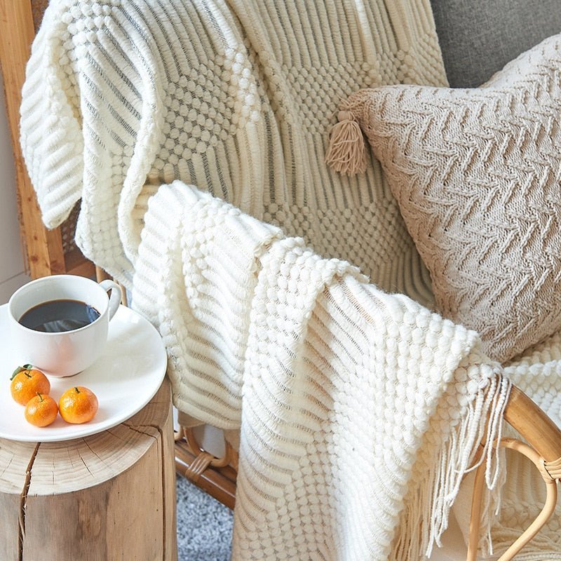 BowLift | Sofa Throw Knitted Cotton Decorative Blanket
