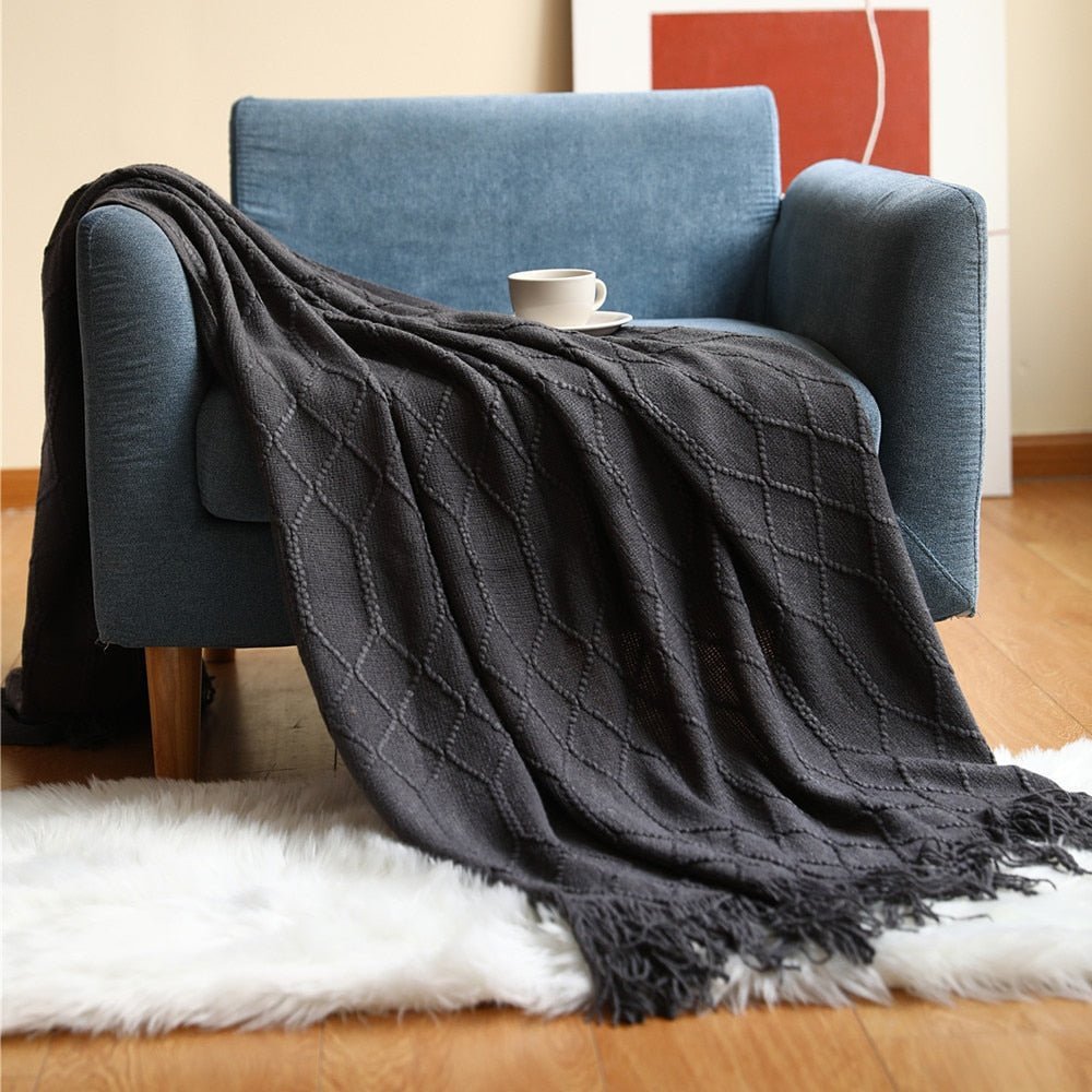BowLift | Sofa Throw Knitted Cotton Decorative Blanket