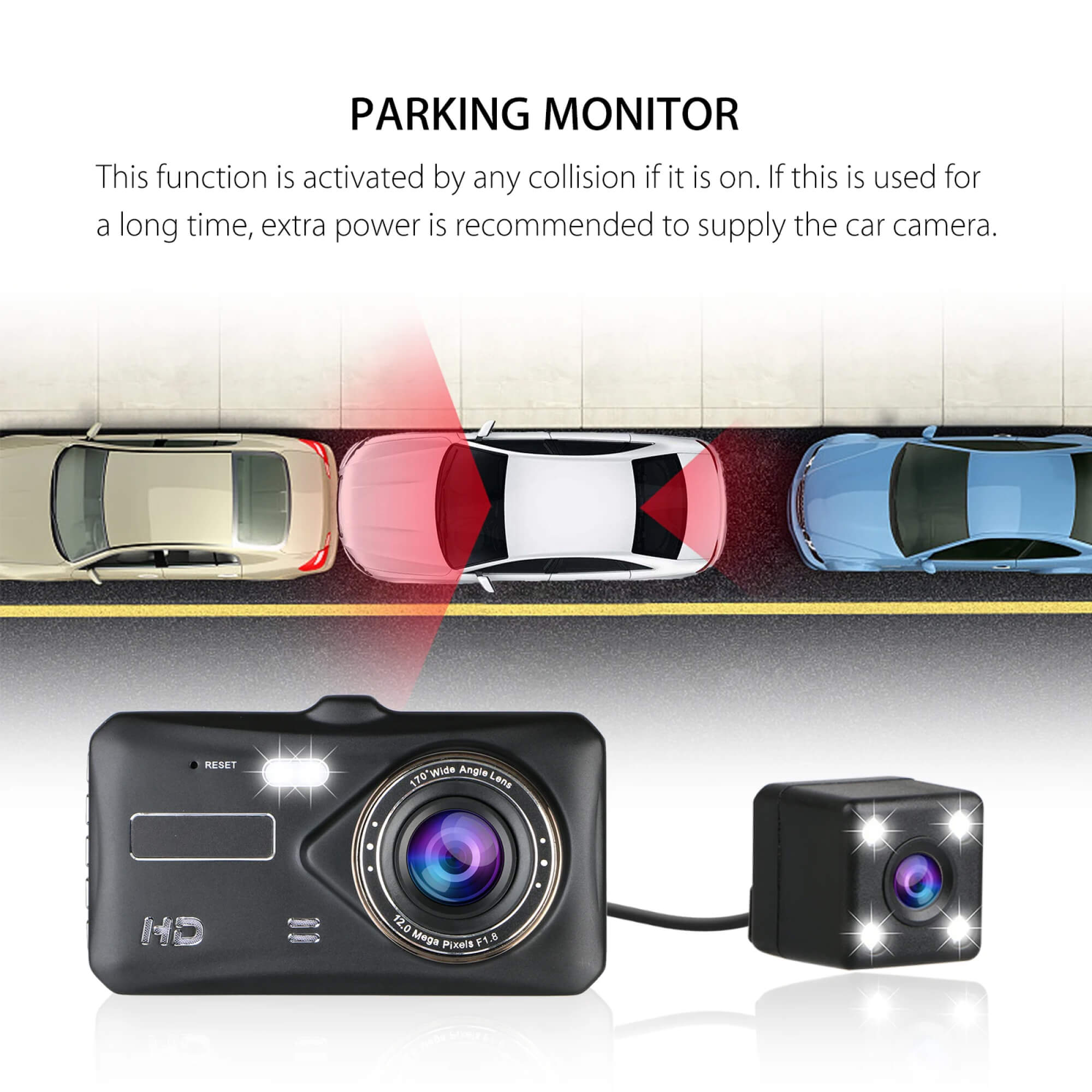 BowLift | Wireless Dashboard Camera for Vehicle Car Front and Rear Double