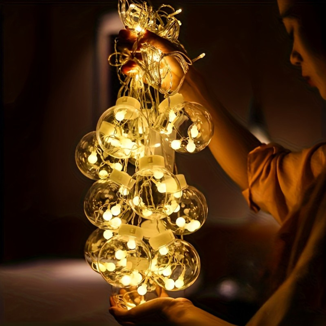 BowLift | Fairy Lights with Hanging Globe Ornaments