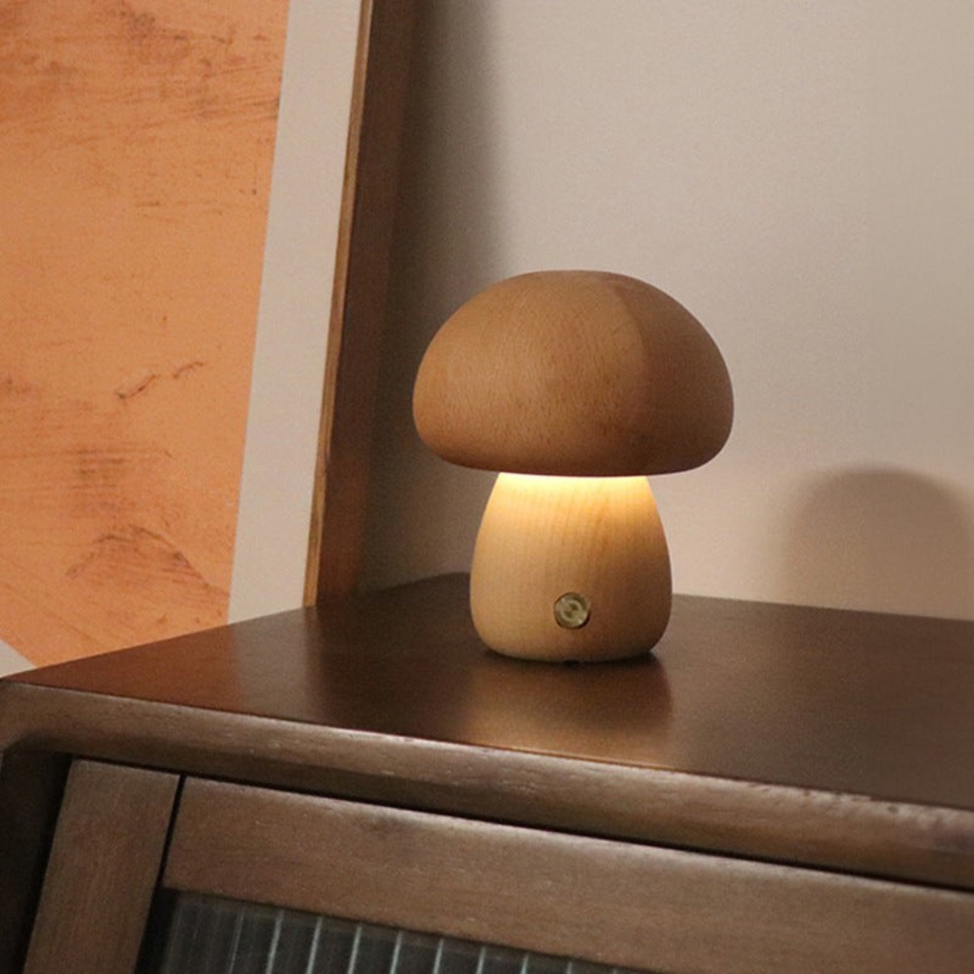 BowLift | Table Lamp with Wooden Mushroom Design