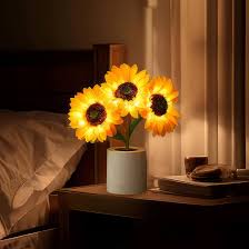 BowLift | LED Sunflower Table Lamp - Decorative Lighting Fixture for Home Decor & Nightstand Use