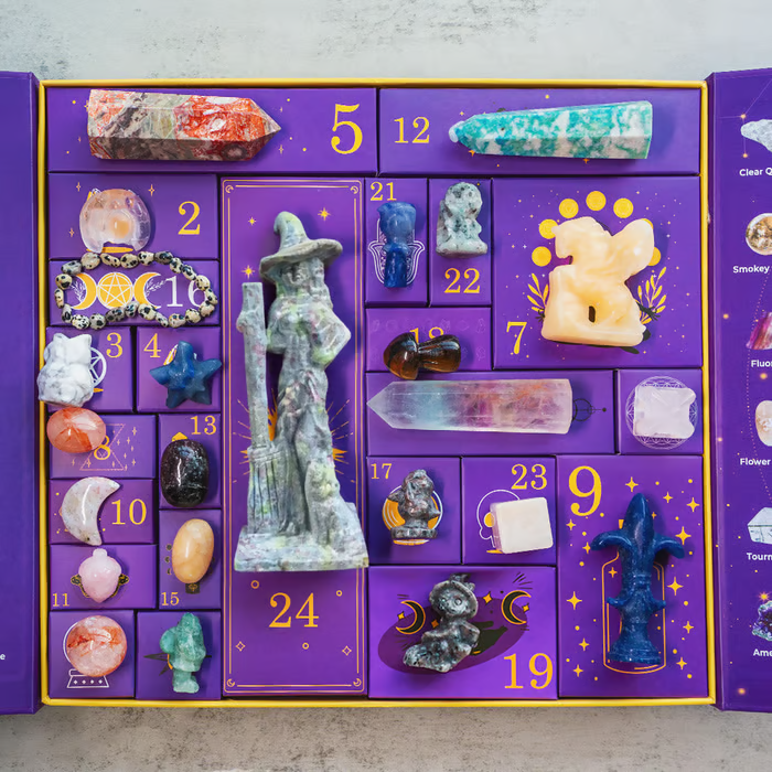 BowLift | Halloween Crystal Advent Calendar | 31-Day Countdown Box | Healing Stone Collection