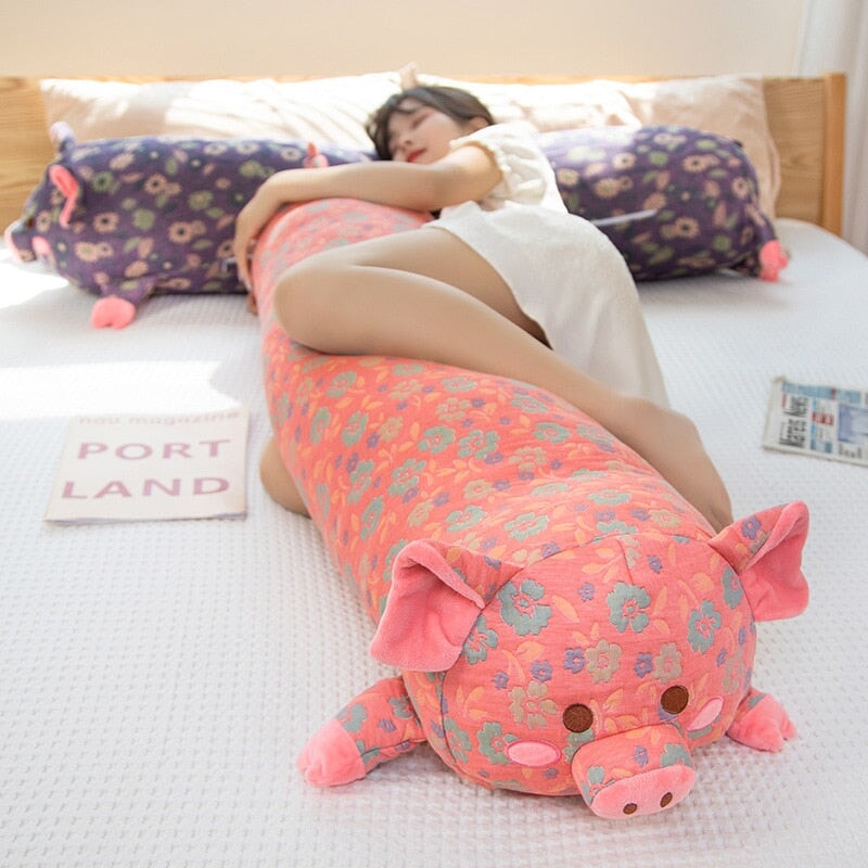BowLift | Floral Embroidered Pig Long Snuggle Buddy