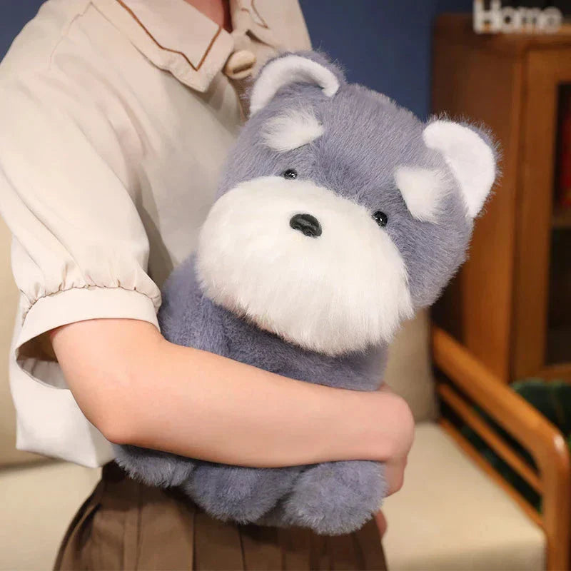 BowLift | Fluffy Gray Biege Schnauzer Dog Plushie