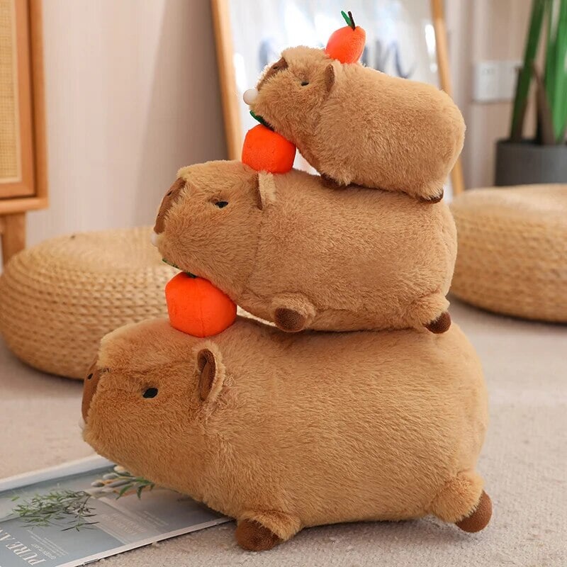 BowLift | Fluffy Sleepy Capybara with Orange Plushie