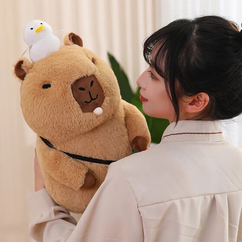 BowLift | Fluffy Sleepy Capybara with Orange Plushie