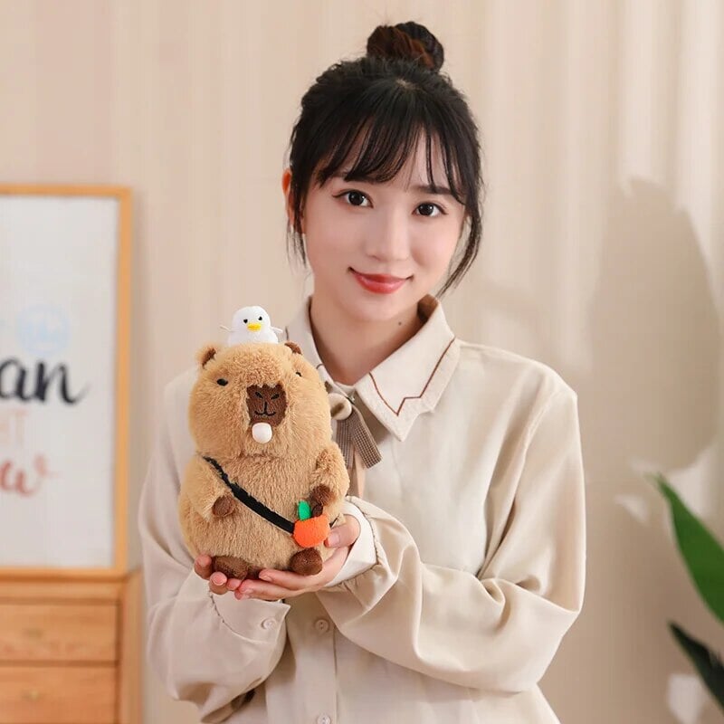BowLift | Fluffy Sleepy Capybara with Orange Plushie