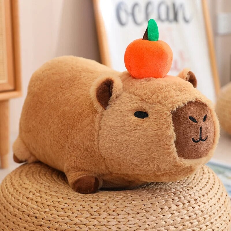 BowLift | Fluffy Sleepy Capybara with Orange Plushie