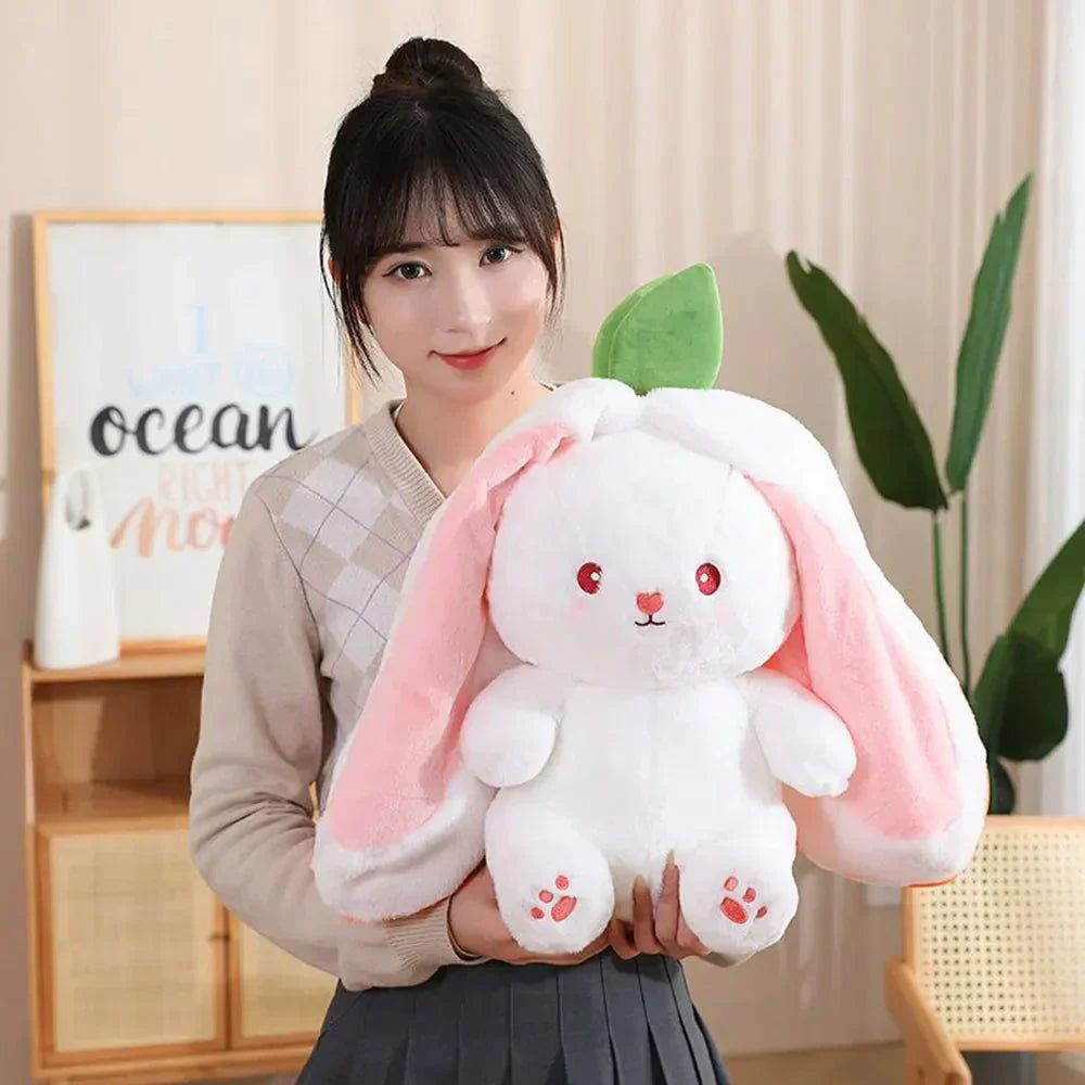BowLift | Fluffy Strawberry Carrot Bunny Zip Up Plushie