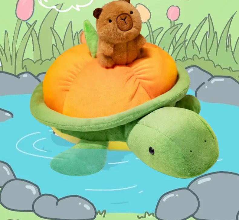 BowLift | Green Orange Turtle Plush Backpack