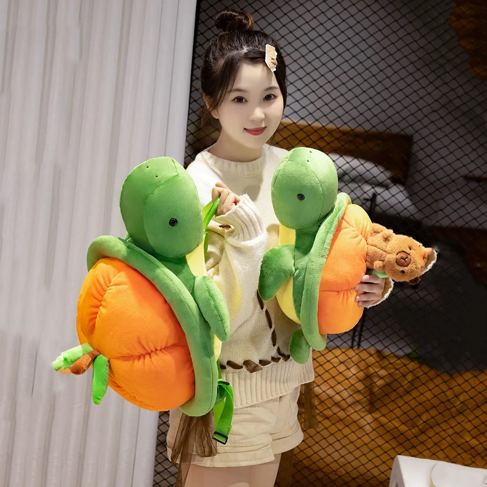 BowLift | Green Orange Turtle Plush Backpack