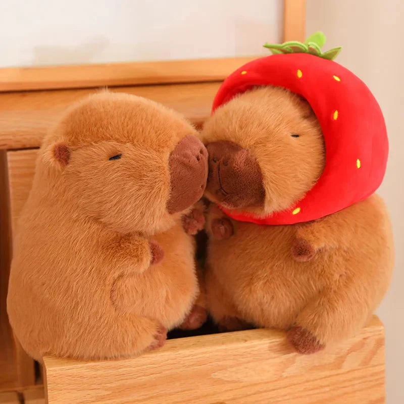 BowLift | Kawaii Capybara with Strawberry Hat Plushie