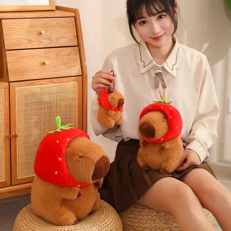 BowLift | Kawaii Capybara with Strawberry Hat Plushie
