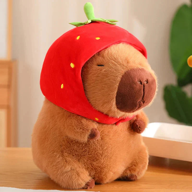 BowLift | Kawaii Capybara with Strawberry Hat Plushie