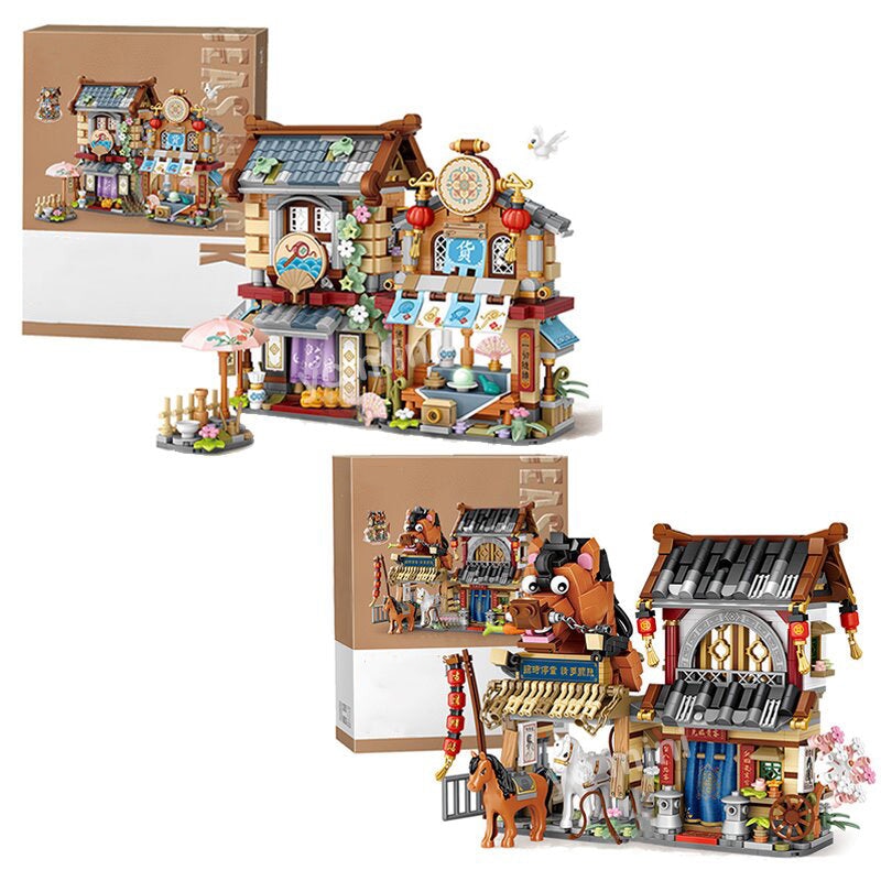BowLift | Merchant Store & Horse Stable Micro Building Sets Collection
