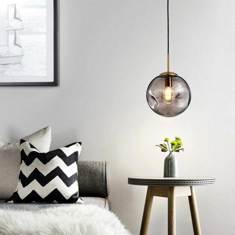 BowLift | Glass Spherical Pendant Light Fixture - Modern Hanging Lamp for Kitchen, Dining Room & Living Spaces