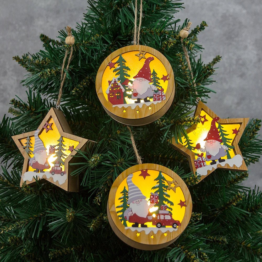BowLift | LED Wooden Christmas Ornaments – Festive Christmas Tree Decorations, Perfect for Holiday DIY Gifts & New Year Decor