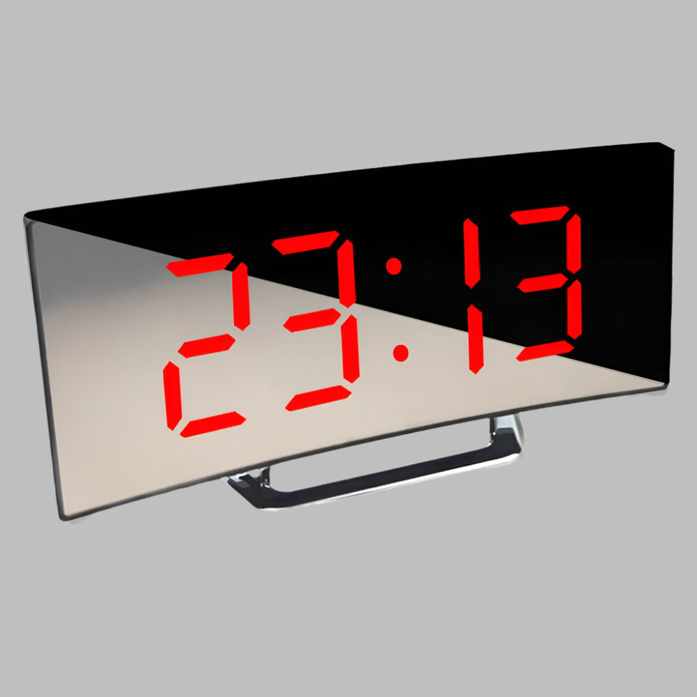 BowLift | Curved LED Alarm Clock | Compact Design with Snooze Function for Bedroom or Study Use