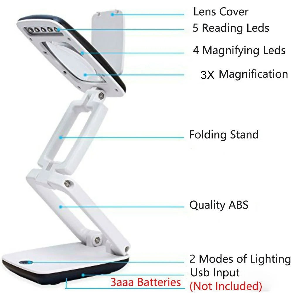 BowLift | Full Page Magnifying Glass with Light & Stand | Reading Aid for the Elderly