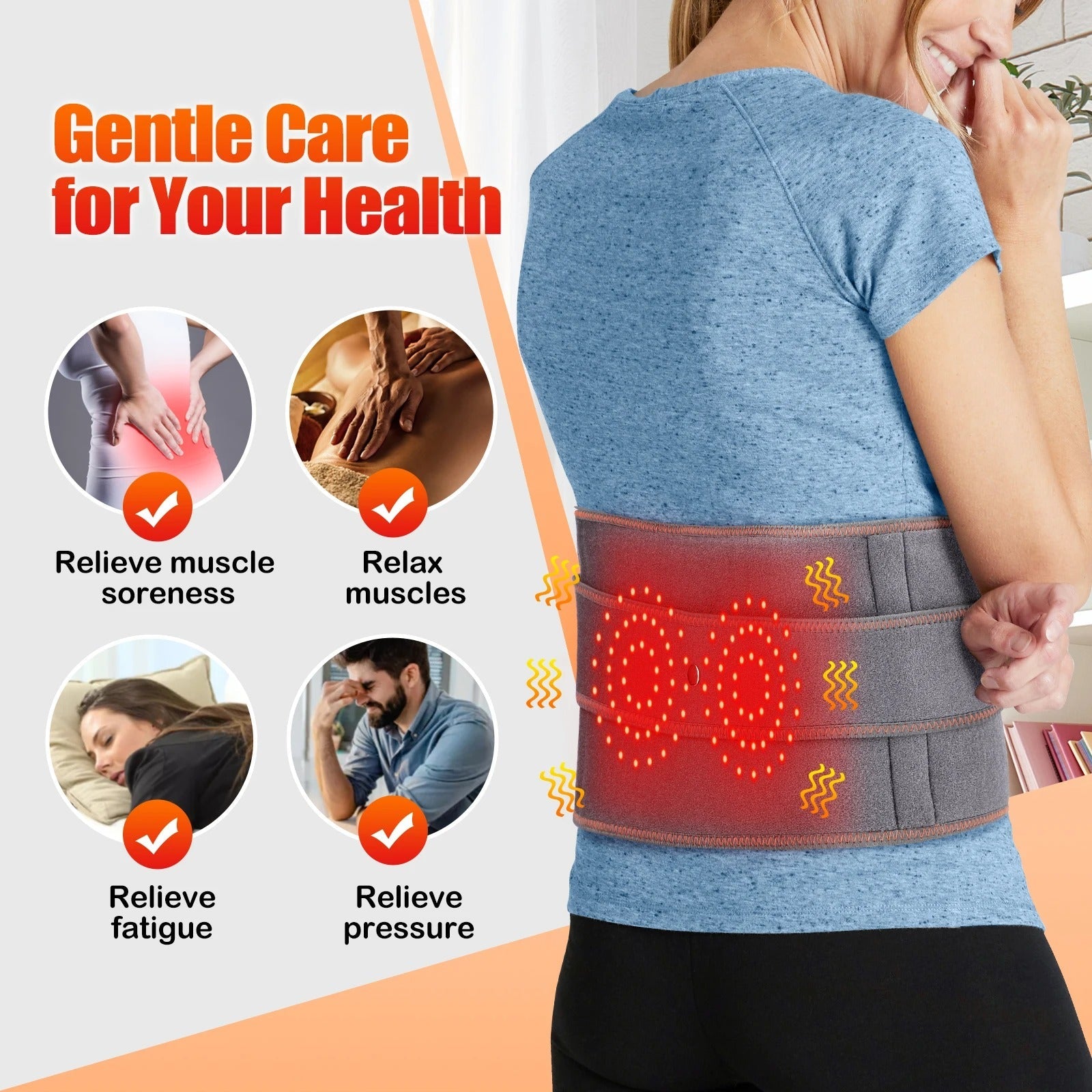 BowLift | Heated Lower Back Support - Adjustable Heat Therapy for Pain Relief