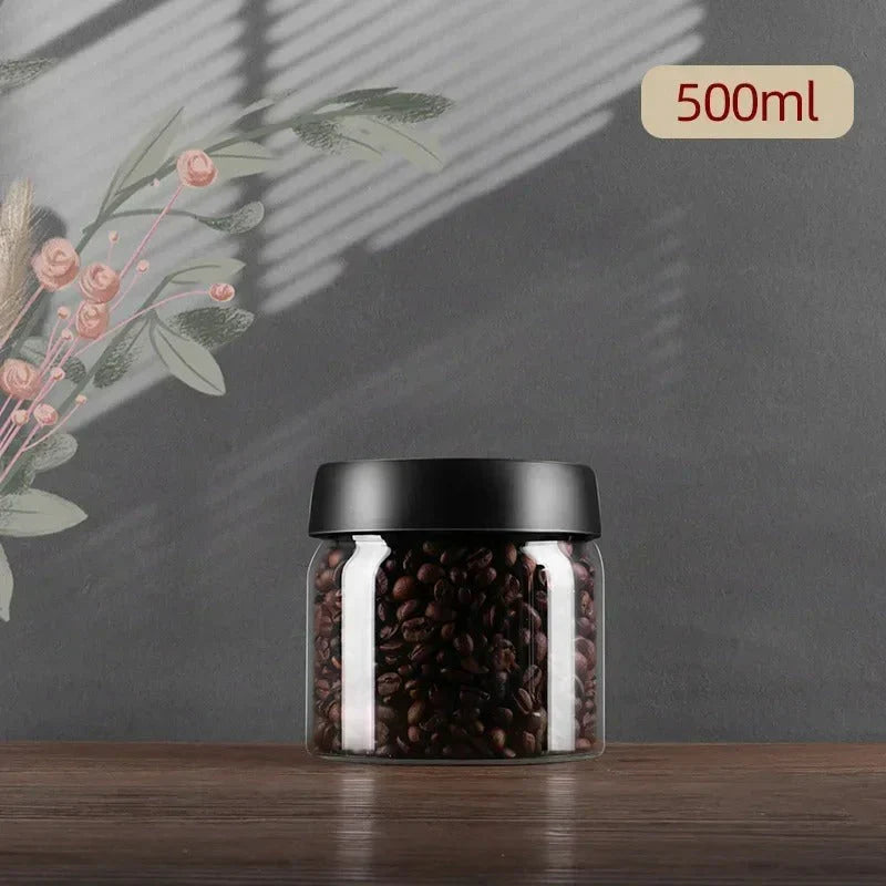 BowLift | Glass coffee bean storage container with aroma protection lid for long-lasting freshness