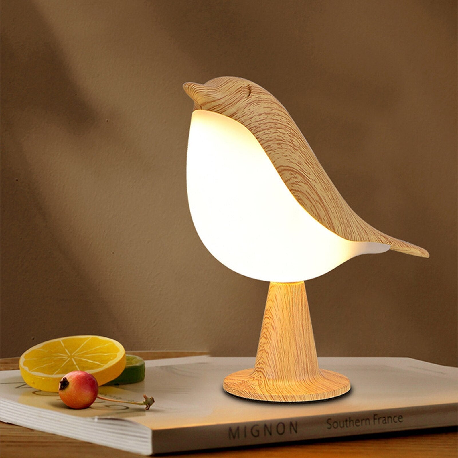 BowLift | Modern Wood LED Table Lamp Bird Design