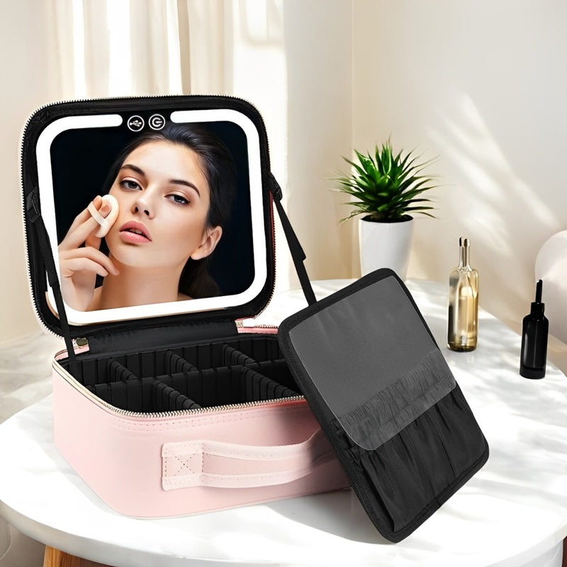 BowLift | Travel Makeup Bag with LED Mirror and Spacious Storage