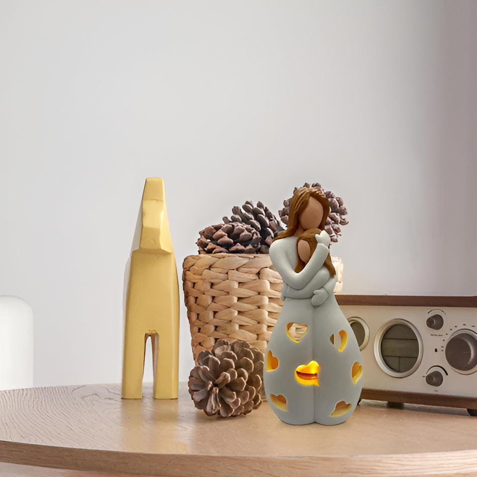 BowLift | Embracing Mother Daughter Figure Flickering Candle Holder - LoveGlow
