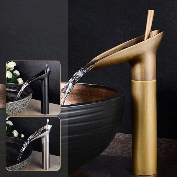 BowLift | Waterfall Antique Faucet Bathroom Sink Faucet Brass Sink Mixers