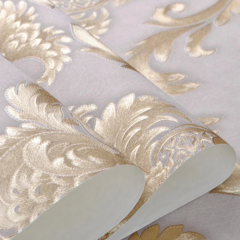 BowLift | Gold textured luxury classic 3D damask wallpaper decor