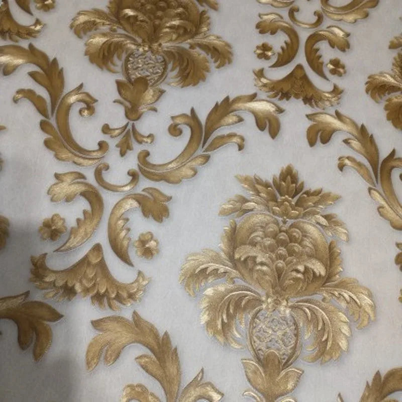 BowLift | Gold textured luxury classic 3D damask wallpaper decor