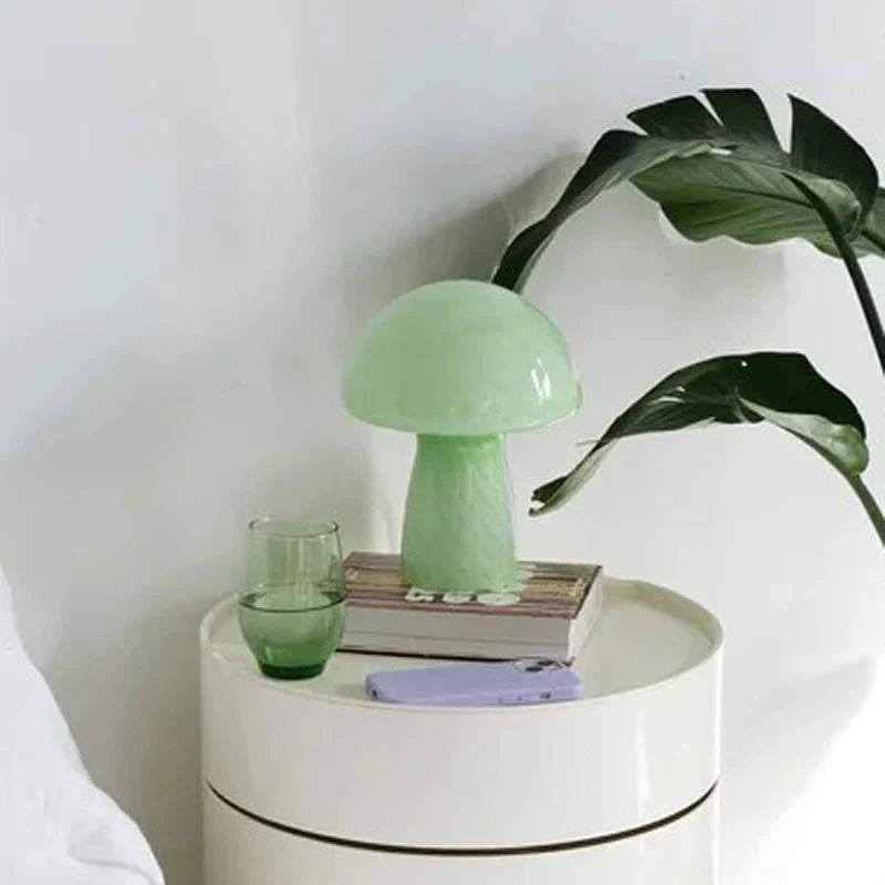 BowLift | Pastel-colored glass mushroom table lamp