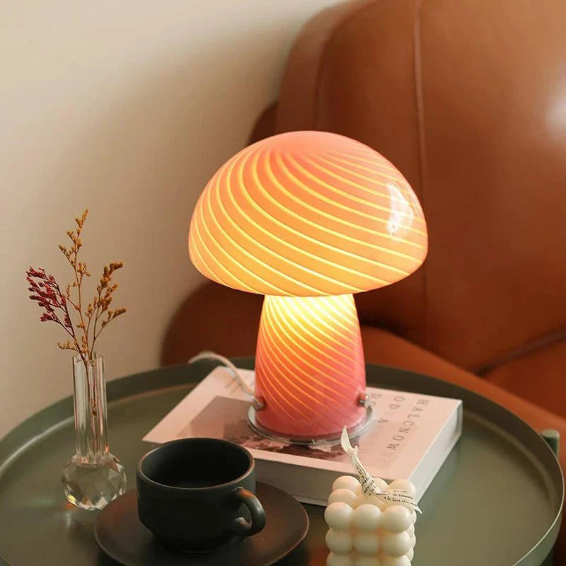 BowLift | Pastel-colored glass mushroom table lamp