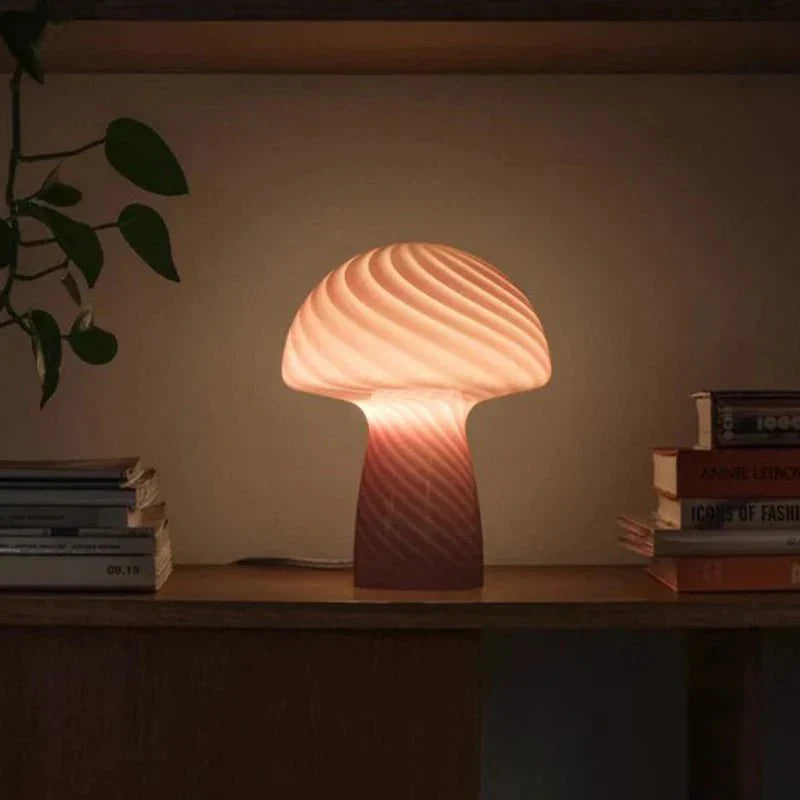BowLift | Pastel-colored glass mushroom table lamp