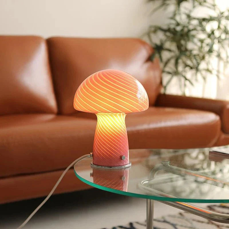 BowLift | Pastel-colored glass mushroom table lamp