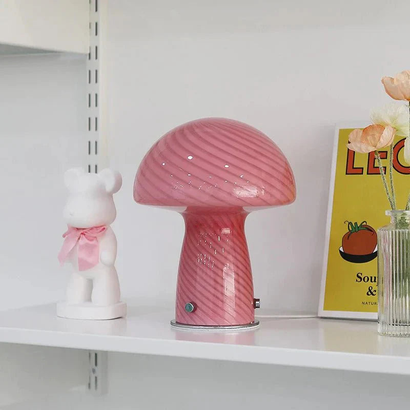 BowLift | Pastel-colored glass mushroom table lamp