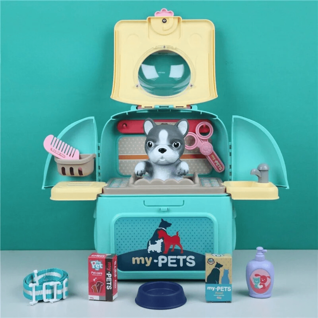 BowLift | Petcare Playset – Portable Vet Role Play Set for Kids with Backpack and 16 Accessories