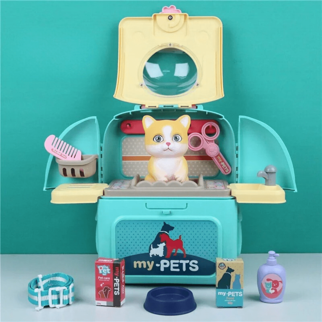 BowLift | Petcare Playset – Portable Vet Role Play Set for Kids with Backpack and 16 Accessories