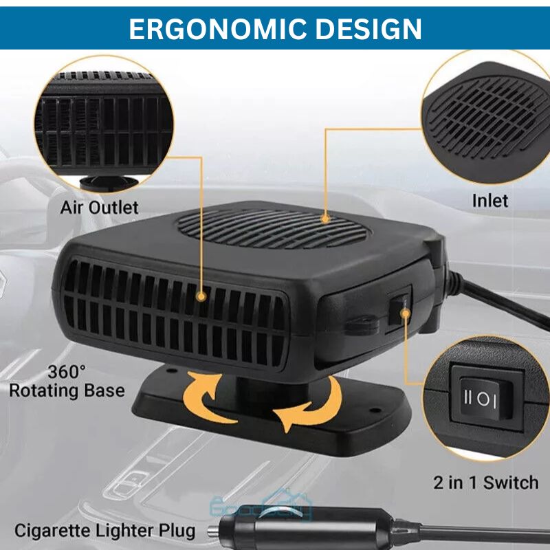 BowLift | 12V Portable Car Heater with 360° Rotatable Base