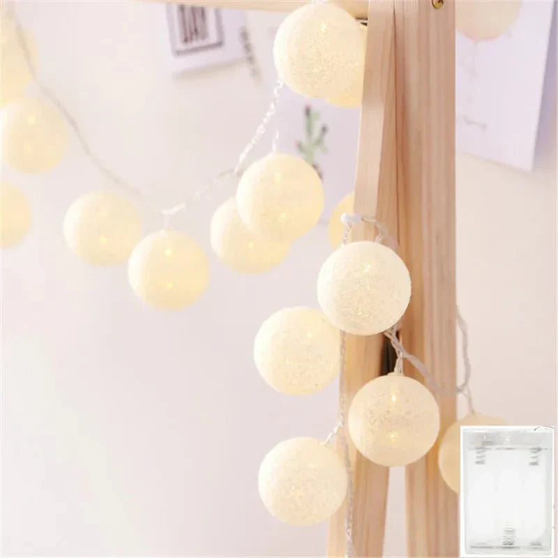 BowLift | Pretty Pastel Cotton Ball Fairy Lights Garland