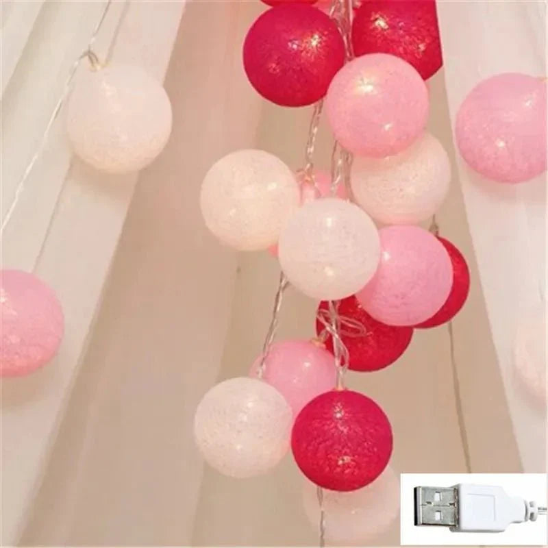 BowLift | Pretty Pastel Cotton Ball Fairy Lights Garland