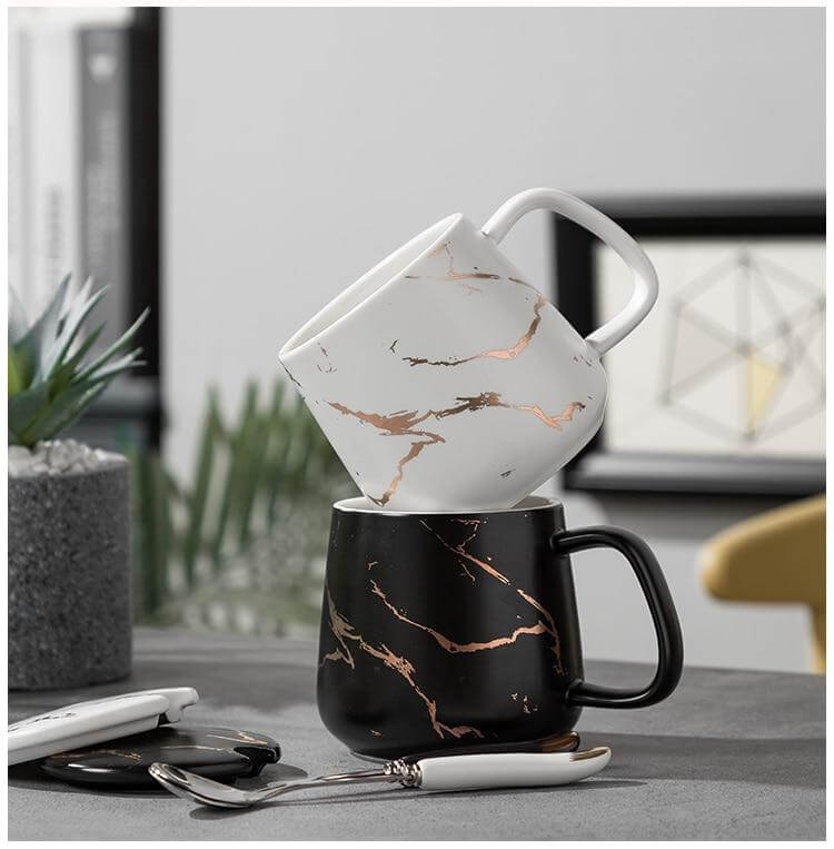 BowLift | Elegant Marble Ceramic Coffee Mug Gift Set