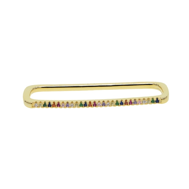 BowLift | 1 piece ear white rainbow cz rectangle cuff earring