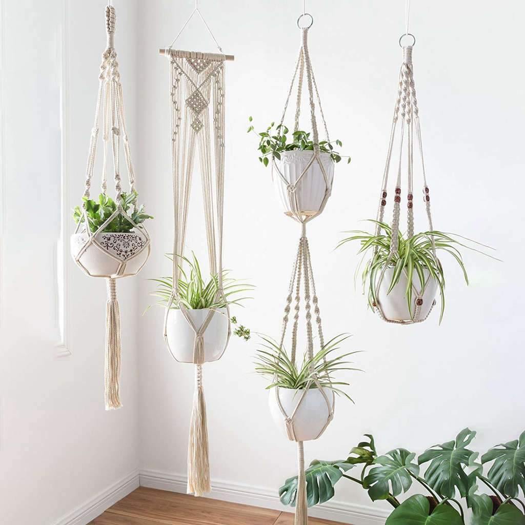 BowLift | 4-piece handmade Boho macrame plant hanger set