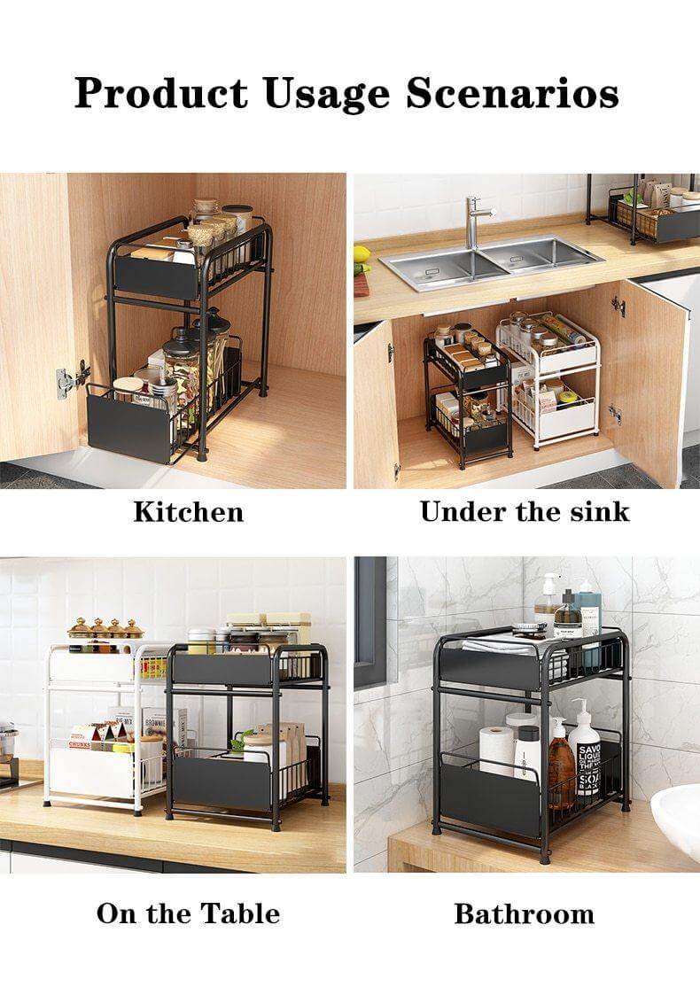 BowLift | 2-Tier Organizer with Sliding Kitchen Storage Drawers