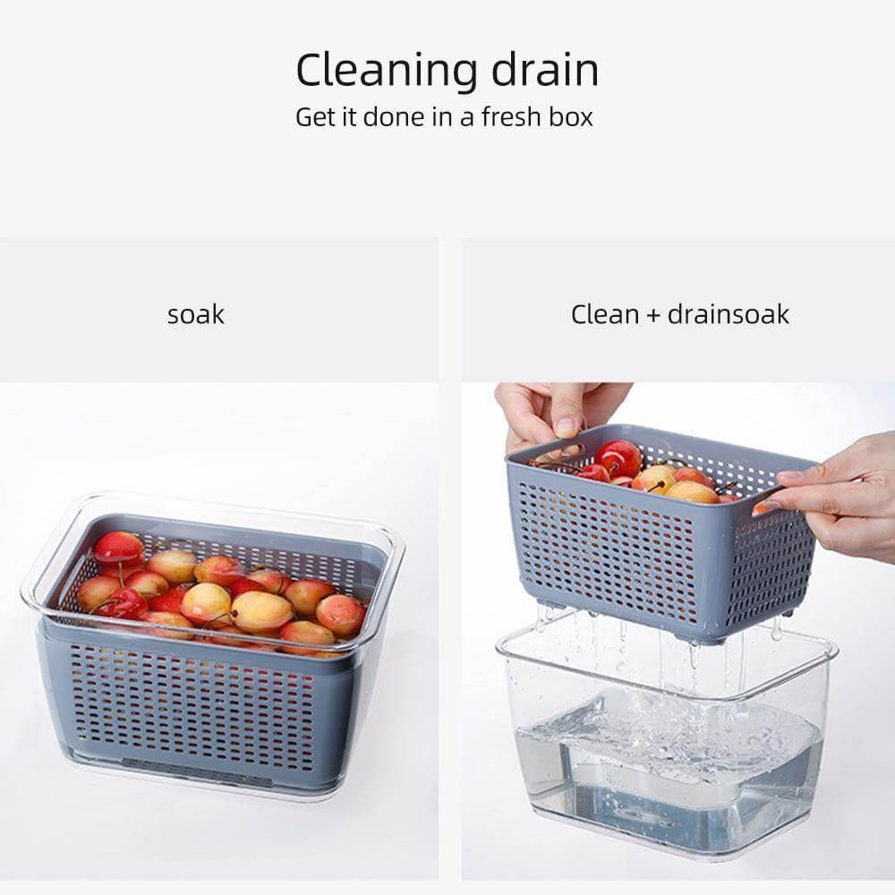 BowLift | Multifunctional Vegetable & Fruit Refrigerator Drainage Organizer Box with Lid