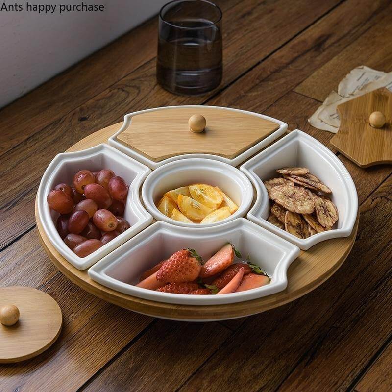 BowLift | Five Grid Rotating Ceramic Breakfast Platter